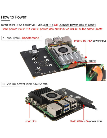 Geekworm X1011 PCIe a Cuádruple M.2 NVMe para Raspberry Pi 5