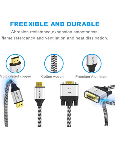 Cable Adaptador HDMI a VGA KESION 3.05M Unidireccional