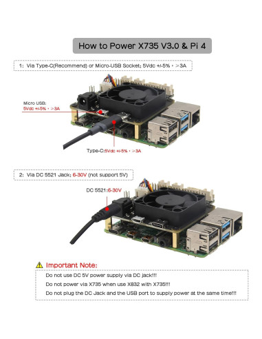 Placa de Gestión de Energía Geekworm X735 V3.0 para Raspberry Pi 4B/3B+