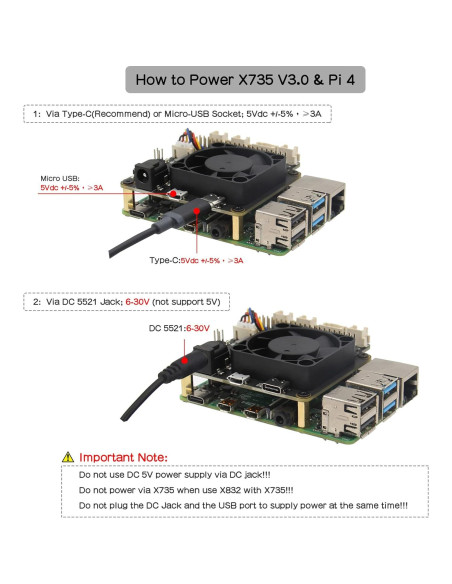 Placa de Gestión de Energía Geekworm X735 V3.0 para Raspberry Pi 4B/3B+