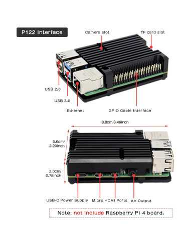 Caja Enfriamiento Pasivo Geekworm para Raspberry Pi 4 - Negro