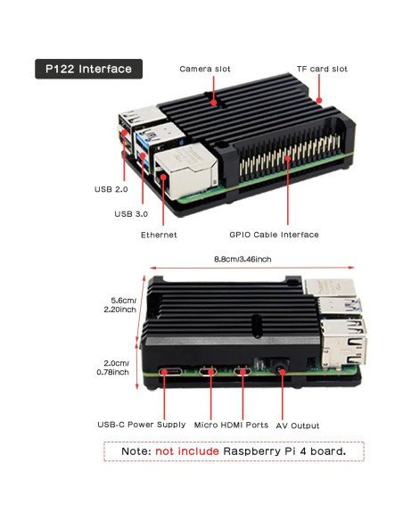 Caja Enfriamiento Pasivo Geekworm para Raspberry Pi 4 - Negro