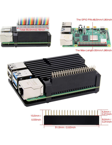 Caja Enfriamiento Pasivo Geekworm para Raspberry Pi 4 - Negro