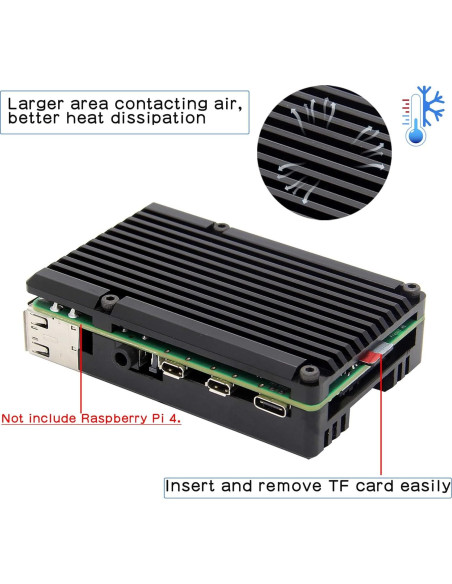 Caja Enfriamiento Pasivo Geekworm para Raspberry Pi 4 - Negro