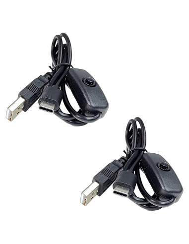 Cable de Alimentación USB-C con Interruptor para Raspberry Pi 4B - 150cm, 3A, Paquete de 2