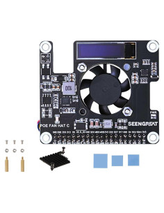 HAT POE para Raspberry Pi 5 con Pantalla OLED y Ventilador
