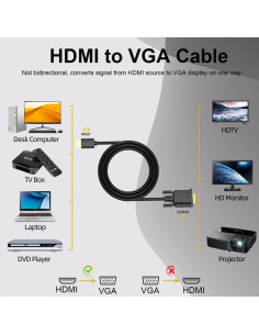 Cable HDMI a VGA 1.83 m UV-CABLE Paquete de 10 Macho a Macho 2