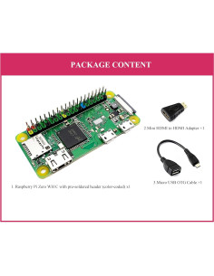 Raspberry Pi Zero WH con GPIO pre-soldado + Adaptador HDMI 2