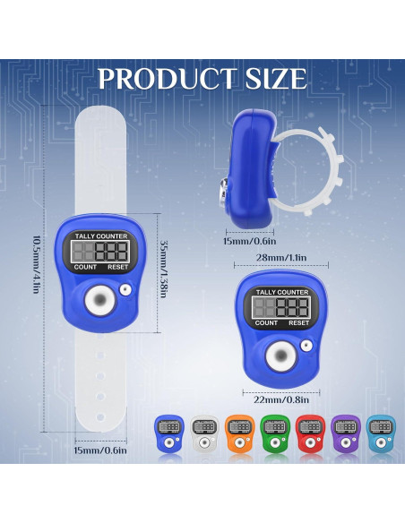 Paquete de 7 Contadores Electrónicos de Dedo CHGANG LCD 5 Dígitos