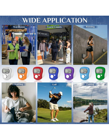 Paquete de 7 Contadores Electrónicos de Dedo CHGANG LCD 5 Dígitos