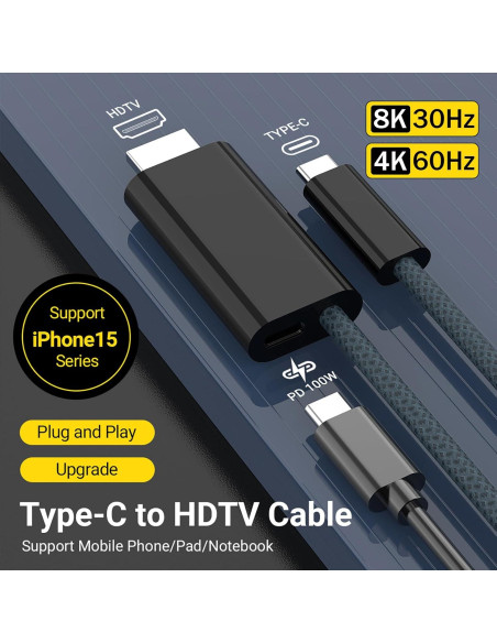 Cable HDMI USB-C 8K/4K Tek Styz 100W para Raspberry Pi 3