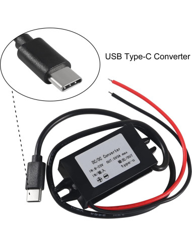 Convertidor Buck USB C 12V a 5V 3A 15W Coliao
