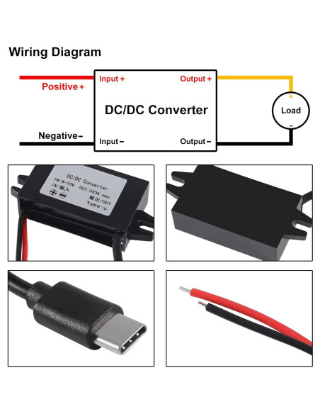 Convertidor Buck USB C 12V a 5V 3A 15W Coliao