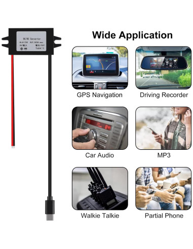Convertidor Buck USB C 12V a 5V 3A 15W Coliao