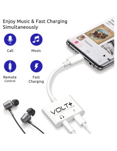 Adaptador USB-C a 3.5mm Volt Plus Tech con Carga Rápida 2