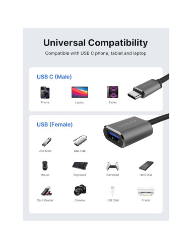 Adaptador USB-C a USB-A 3.0 Volt Plus Tech 2 Pack 5Gbps