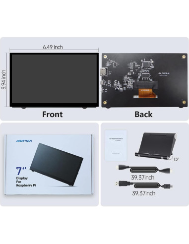Monitor Portátil 7" HAMTYSAN IPS 800x480 HDMI para Raspberry Pi