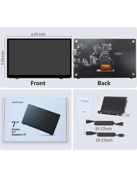 Monitor Portátil 7" HAMTYSAN IPS 800x480 HDMI para Raspberry Pi