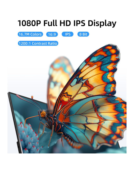 Monitor Portátil Ingnok 15.6" FHD IPS USB-C Ajustable