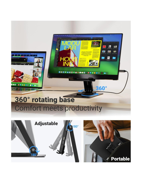 Monitor Portátil Ingnok 15.6" FHD IPS USB-C Ajustable