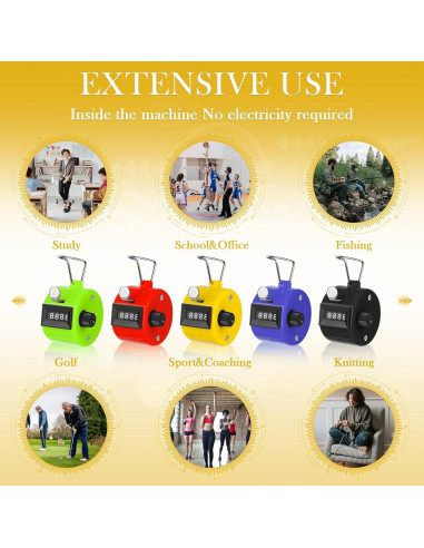 Contador Clicker Manual Mecánico CHGANG 4 Dígitos 5 Pcs