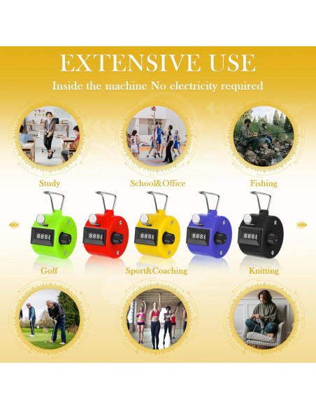 Contador Clicker Manual Mecánico CHGANG 4 Dígitos 5 Pcs