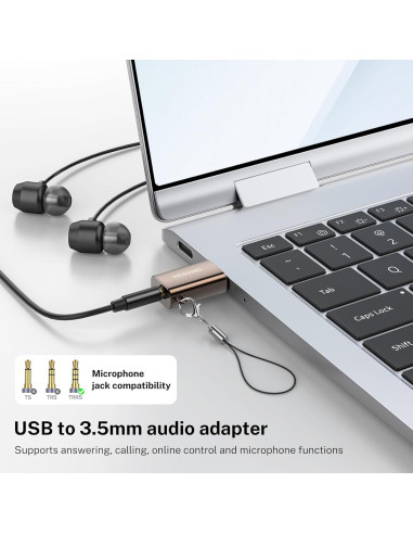 Adaptador USB a Jack 3.5mm MOSWAG - 3 Paquetes, Compatible PS4