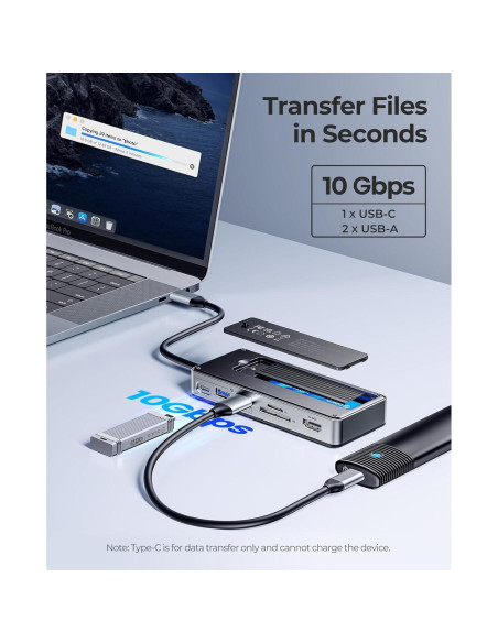 Hub USB-C ORICO OM28P 8-en-1 con SSD M.2 NVMe 128GB