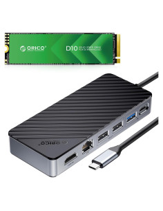 Hub USB-C 8-en-1 ORICO con SSD NVMe 128GB 10Gbps 4K HDMI