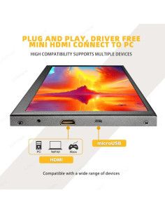 Monitor Portátil IPS 10.1" LESOWN HDMI 1024x600 Brillo 300cd/m2 2