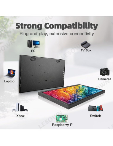 Monitor Portátil IPS 10.1" LESOWN HDMI 1024x600 Brillo 300cd/m2