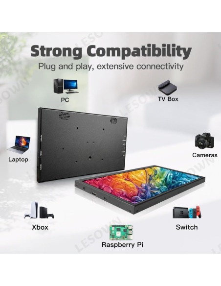 Monitor Portátil IPS 10.1" LESOWN HDMI 1024x600 Brillo 300cd/m2