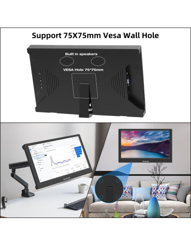 Monitor Portátil 13.3" FHD TFT HDMI VGA 1366x768 para PC y Consolas