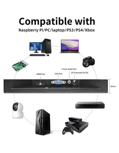 Monitor Portátil 13.3" FHD TFT HDMI VGA 1366x768 para PC y Consolas