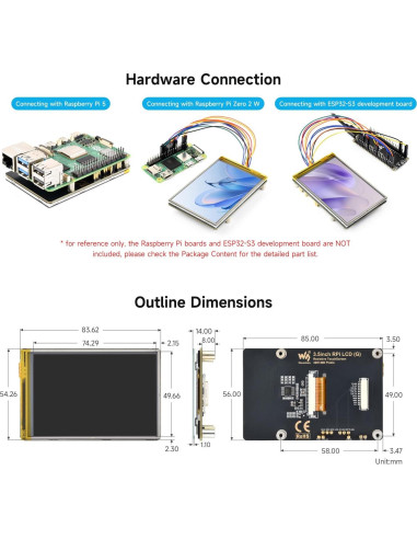 Pantalla Táctil Resistiva 3.5" Waveshare IPS 320x480