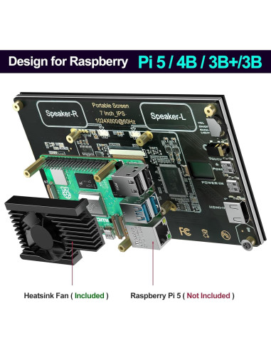 Pantalla Táctil Capacitiva 7" Innomaker 1024x600 HDMI para Raspberry Pi