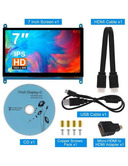 Pantalla Táctil IPS 7" XIITIA 1024x600 HDMI Capacitiva