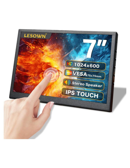 Monitor Portátil Táctil IPS 7" LESOWN 1024x600 Altavoces