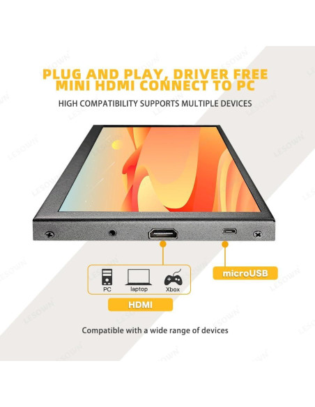 Monitor Portátil Táctil IPS 7" LESOWN 1024x600 Altavoces