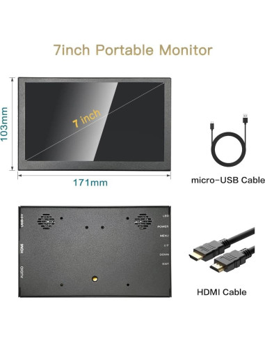 Monitor Portátil Táctil IPS 7" LESOWN 1024x600 Altavoces