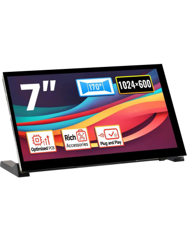 Monitor Portátil LUCKFOX 7" Táctil HDMI 1024x600 para Raspberry Pi