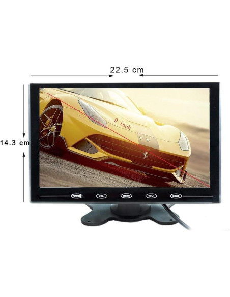Monitor LCD 9" Camecho HD 800x600 HDMI/VGA para Auto
