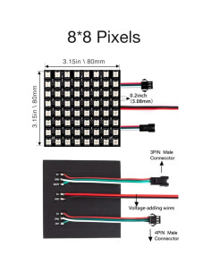 Módulo LED WS2812B RGB 8x8 Píxeles Controlador DC5V 2