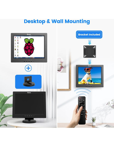 Monitor LCD 12" Eyoyo 800x600 HDMI VGA AV Portátil