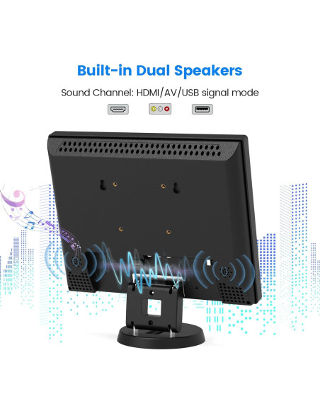 Monitor LCD 12" Eyoyo 800x600 HDMI VGA AV Portátil