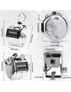 Contador Manual Clicker Othmro 2 Pcs Metal Plata 9999 2
