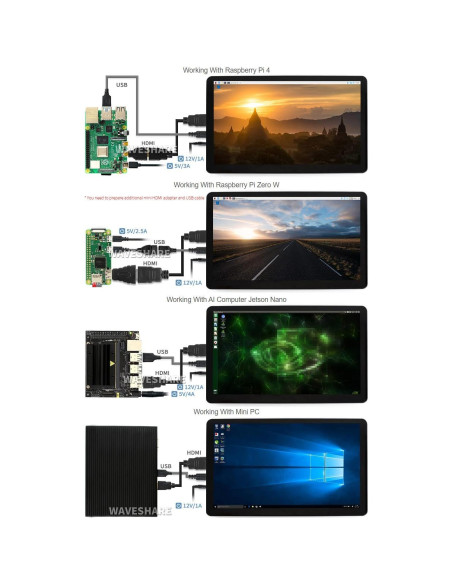 Pantalla LCD Táctil Waveshare 15.6" 1920x1080 HDMI IPS