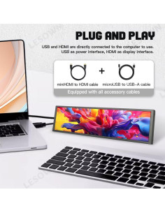 Monitor Táctil IPS 8.8" LESOWN P88-T 480x1920 para PC 2