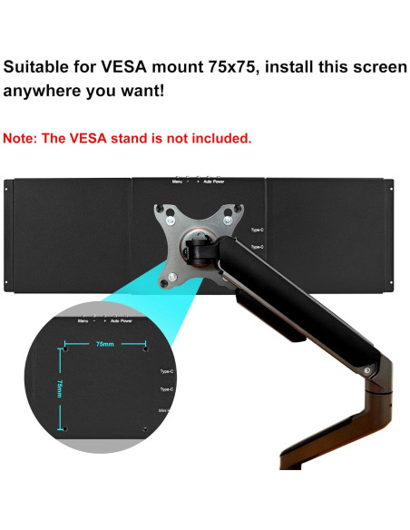 Monitor Táctil Integrado Wisecoco 14.5" 2K IPS VESA HDMI USB-C