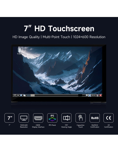 Pantalla Táctil 7" LUCKFOX HDMI 1024x600 para Raspberry Pi